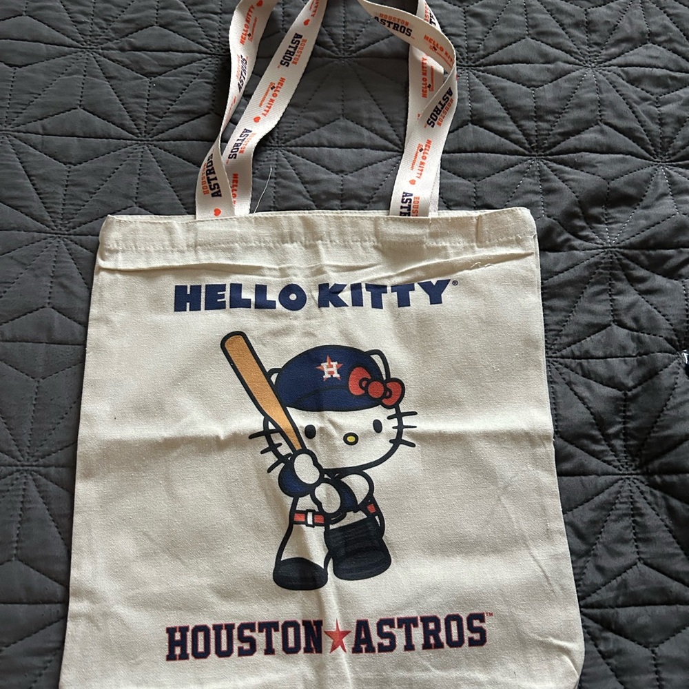 Hello Kitty Houston Astros Kids Tote Bag - Cream and Blue